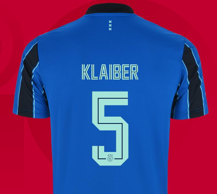 2021/22 Ajax Away Kit Soccer Jersey with Klaiber 5 printing